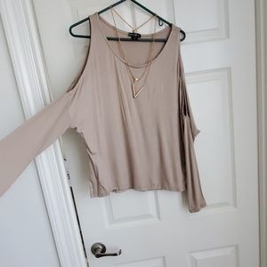 Khaki Color Shoulderless Blouse Flattering